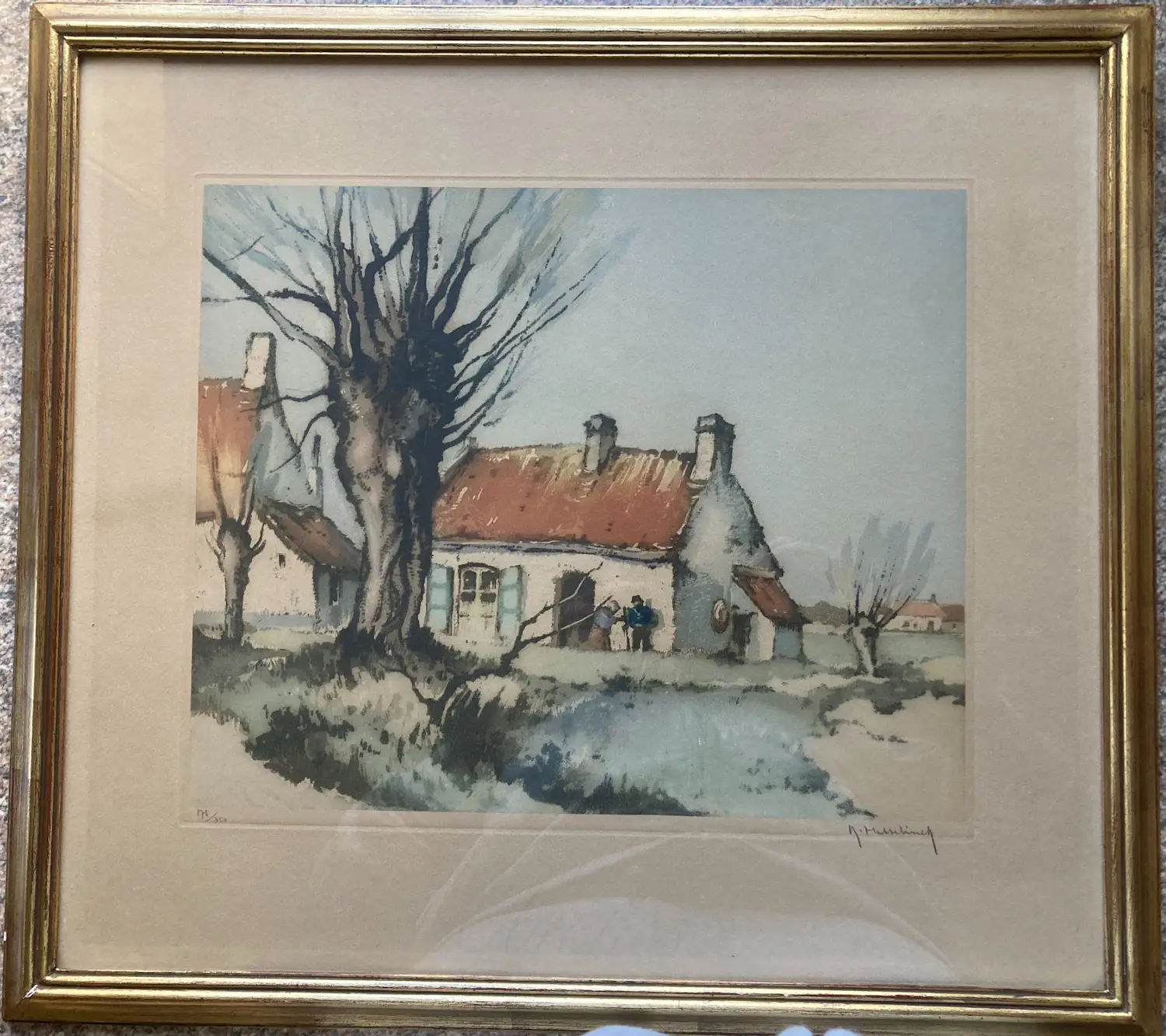 ロジャー・ヘッベリンク Roger Hebbelinck 版画 風景画 Vtg Roger Hebbelinck (1912-1987) S/N Landscape Litho 238/350