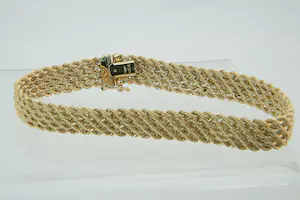 27 - Sierlijke 18 Krt geel-gouden dames armband - fantasie schakel - ZGAN kopen? Bied vanaf 410!