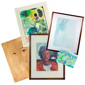 Janus Nuiten - Gemengde techniek, Lot van 5 werken - Ingelijst verkocht voor € 40!