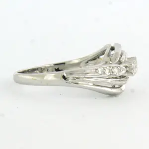 14k witgouden ring bezet met briljant en single cut geslepen diamant tot. 0.35ct kopen? Bied vanaf 625!