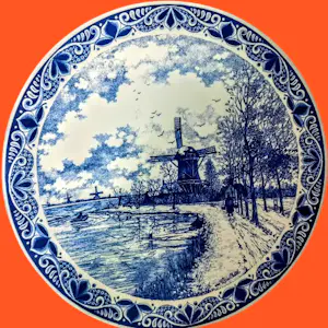 Chemkefa - Wandteller Keramik Delft Blauw Dekor Winterlandschaft nach F.J. du Chattel 70er kopen? Bied vanaf 20!