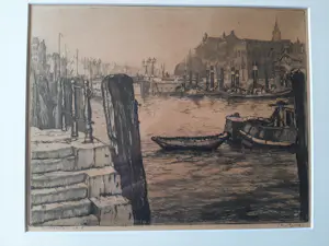 Jan Sirks - Ets, "Leuvehavenbrug Rotterdam" Vooroorlogs Rotterdam 181-JS kopen? Bied vanaf 40!