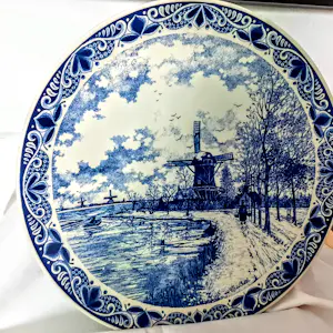 Chemkefa - Wandteller Keramik Delft Blauw Dekor Winterlandschaft nach F.J. du Chattel 70er kopen? Bied vanaf 20!