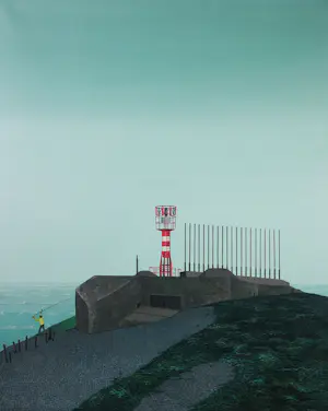 Kees Balvers - Acryl op doek, Vuurtoren - Ingelijst kopen? Bied vanaf 100!