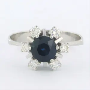 14k wit gouden ring met saffier en diamant 0.30 ct - rm 18.75 kopen? Bied vanaf 400!