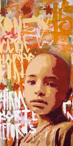 Rodrigo Izolag - Acryl op doek, Zonder titel (Zeer groot) verkocht voor € 200!