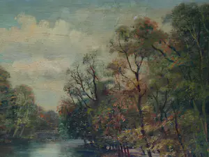 Niet of onleesbaar gesigneerd - Mogelijk Maurits van den Kerkhoff (1830-1908) - Olieverf op doek , Bosgezicht kopen? Bied vanaf 1!