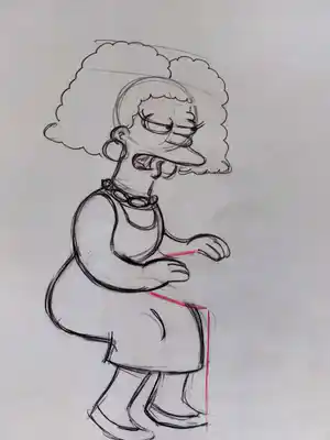 Matt Groening - originele productietekening, The Simpsons, Selma, Ingelijst verkocht voor € 80!