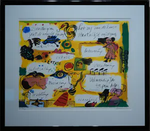 Corneille - ingelijste litho: Zienderogen gaat de wereld open - 1990 (nette lijst!) kopen? Bied vanaf 375!