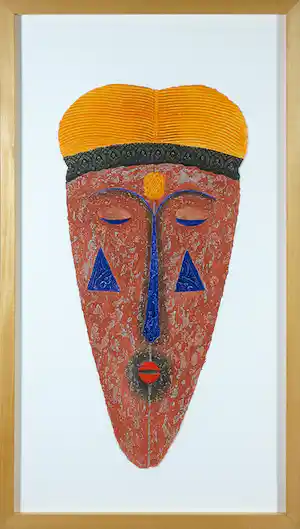 Alain Berck Vitz - Carborundum op geschept papier, Blue line - Ingelijst verkocht voor € 70!