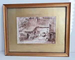 Herman Moerkerk - (1897- 1949) 'een kijkje op het boerenerf' kopen? Bied vanaf 49!