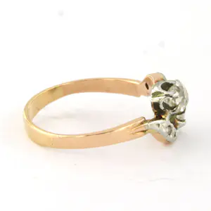 ART NOUVEAU 18k gouden ring met old mine cut en roos geslepen diamanten kopen? Bied vanaf 635!