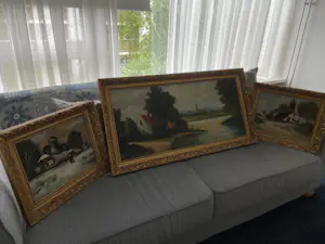 Niet of onleesbaar gesigneerd - Drie mooie schilderijen in lijst kopen? Bied vanaf 1!