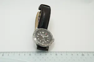 47 - Stalen Herenpolshorloge met zwart lederenband Ingersoll Automatic kopen? Bied vanaf 20!