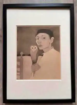 Jan Mankes - Originele Heliogravure Zelfportret met Uil 1923 verkocht voor € 170!