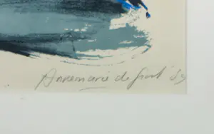 Annemarie de Groot - Zeefdruk op papier, Masker en vis - Ingelijst kopen? Bied vanaf 50!