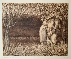 Herman Gordijn - Wandeling, aquatint ets (1963) verkocht voor € 160!