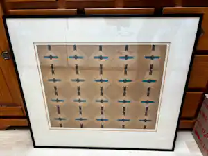 Gerard van Soest - Zandsculptuur met patroon in blauw, zwart en zand kopen? Bied vanaf 150!