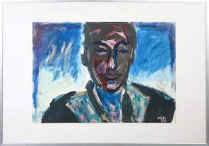 Jan Vinks - Acryl op papier, Portret - Ingelijst (Groot) kopen? Bied vanaf 1!