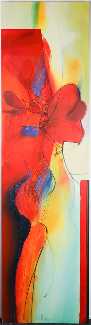Pieter Vermeulen - Acryl op doek, 'Een glimp rood' (zeer groot) kopen? Bied vanaf 150!