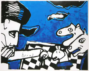 Herman Brood - Kleurenzeefdruk CHESS Handgesigneerd. kopen? Bied vanaf 275!