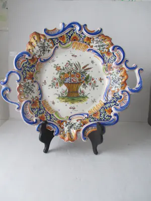 Niet of onleesbaar gesigneerd - Desvres - vintage grote bord/schotel kopen? Bied vanaf 1!