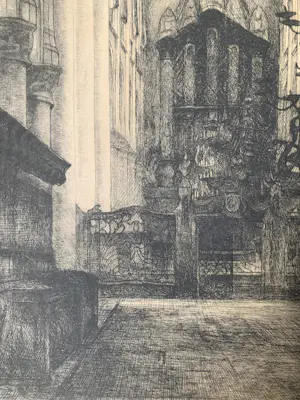 Antoon Derkzen van Angeren - Grote Kerk Dordrecht - grote litho - proef kopen? Bied vanaf 59!