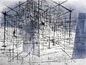 Constant - De blauwe kubus, aquatint ets (zeer beperkte oplage) verkocht voor € 850!