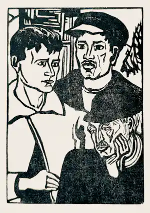 Erich Heckel - Sächsische Arbeiter - Original-Holzschnitt von 1946 kopen? Bied vanaf 120!