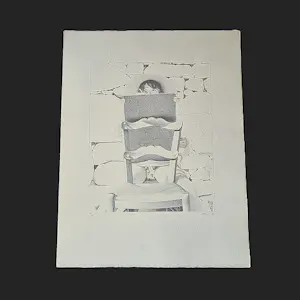 Teun Nijkamp - Grote kleuren zeefdruk "tekenen in de tuin" - gelimiteerde oplage (125) kopen? Bied vanaf 31!
