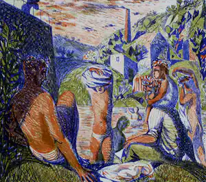 Nicolaas Wijnberg - Kleurenlitho: Badende mythische figuren - 1947 verkocht voor € 50!
