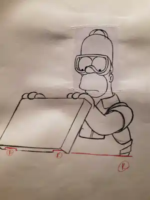 Matt Groening - originele productietekening The Simpsons, Homer , ingelijst verkocht voor € 75!