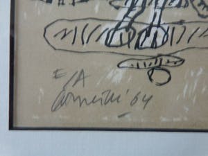 Corneille - COBRA / ZW-W LITHO + AQUAREL / 26x32cm / KADER / SIG / 64 / ZELDZAAM kopen? Bied vanaf 400!