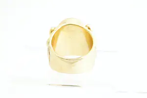 10 - Bijzonder grote & zware (56gr!) Surinaamse 18 Krt "Ala Kondre" ring kopen? Bied vanaf 1940!