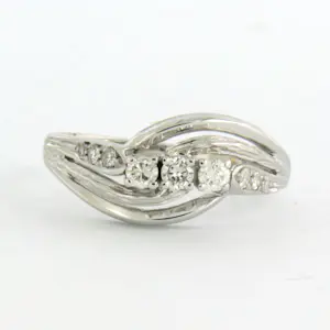 14k witgouden ring bezet met briljant en single cut geslepen diamant tot. 0.35ct kopen? Bied vanaf 625!
