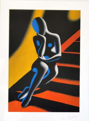 Mark Kostabi - Stairway ,gelb-orange verkocht voor € 45!
