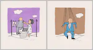 Harry Araten - Twee handgesigneerde zeefdrukken: Man at Work I & II | GRATIS VERZENDING kopen? Bied vanaf 35!