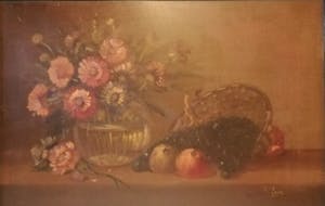 Niet of onleesbaar gesigneerd - Hollandse School (20e eeuw ) - Stilleven "bloemen en fruit" kopen? Bied vanaf 1!