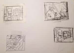 Matt Groening - origineel story board, The Simpsons, ingelijst verkocht voor € 125!