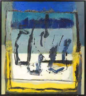 Frans Nicolai - Gemengde techniek op doek, Abstracte compositie - Ingelijst (Zeer groot) verkocht voor € 220!