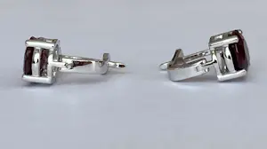 18 Kt witgouden oorbellen met rode robijnen ca 4,00 crt  en diamanten kopen? Bied vanaf 1400!