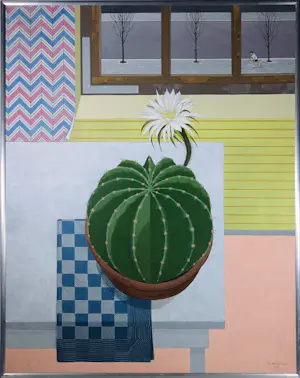 Kees Balvers - Acryl op doek, Cactus aan tafel - Ingelijst kopen? Bied vanaf 100!