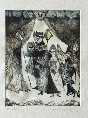 Judith Bledsoe - Aquatinte "Le bal masqué" kopen? Bied vanaf 50!