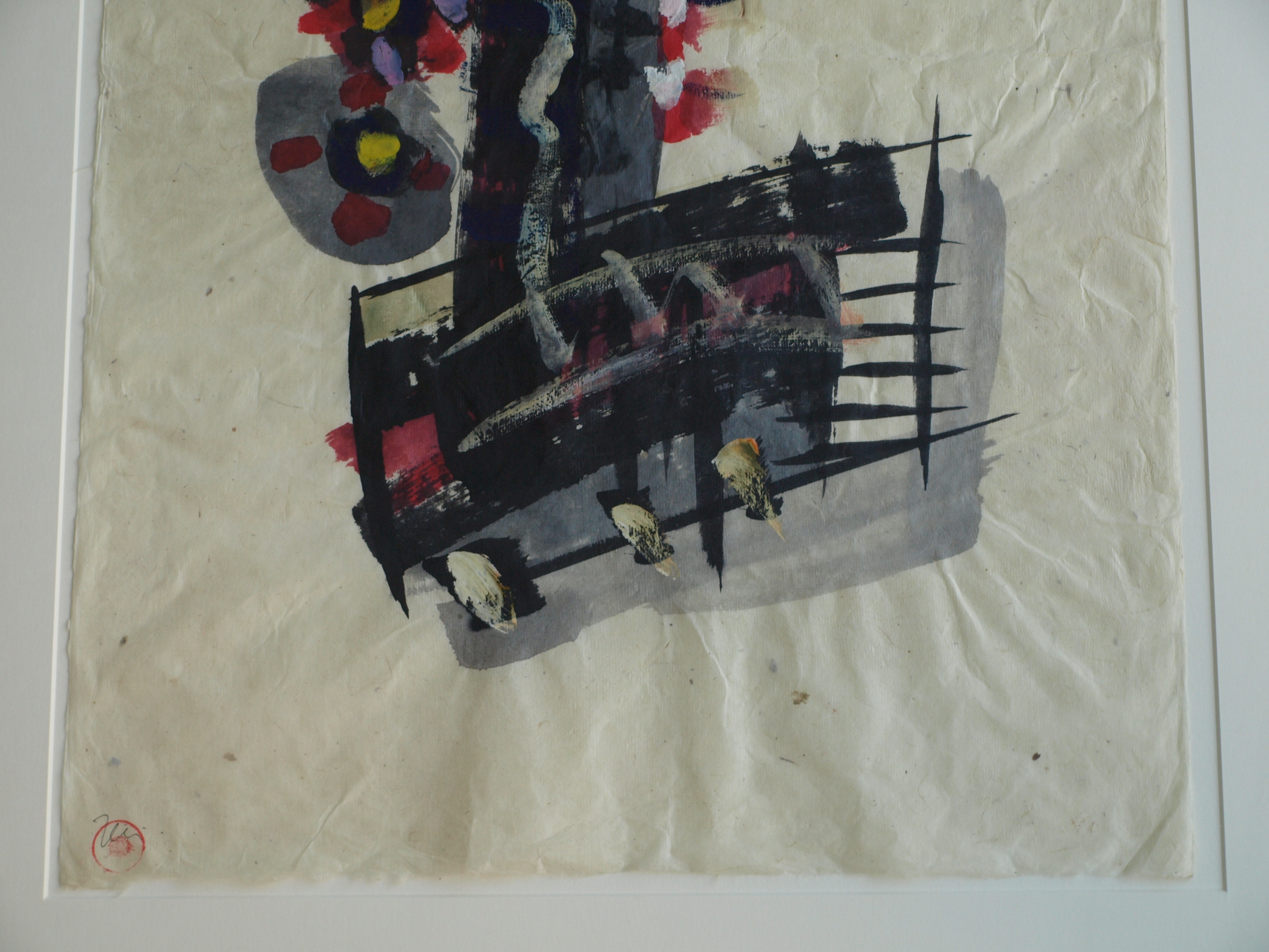 Niet of onleesbaar gesigneerd - Gouache , Abstract - gesigneerd & ingelijst - GROOT - 103 x 77 cm kopen? Bied vanaf 1!