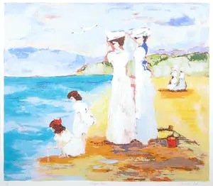 Annemiki Bok - Zeefdruk, Strand Dover - Ingelijst kopen? Bied vanaf 45!