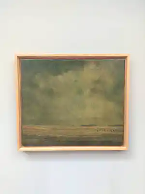 Ad van der Kop - Polderlandschap met korenschoven onder een dreigende lucht verkocht voor € 55!