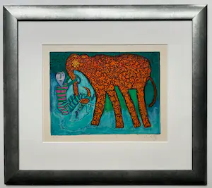 Shahid Parvez - handgesigneerde litho | 'Zonder titel' (INGELIJST kopen? Bied vanaf 1!