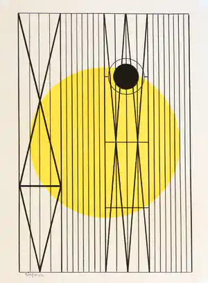Wim Sinemus - Gemengde techniek op papier, Geometrische compositie verkocht voor € 400!