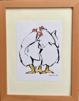 Ellen Meuwese - kippen, gesigneerd in druk en gelijst kopen? Bied vanaf 20!