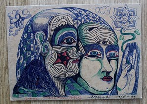 Ernst Vijlbrief - pentekening op karton - 1998/99 kopen? Bied vanaf 55!